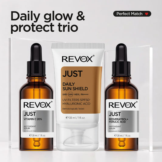 Vitamin C 20% + Daily Sun Shield + Resveratrol + Ferulic Acid