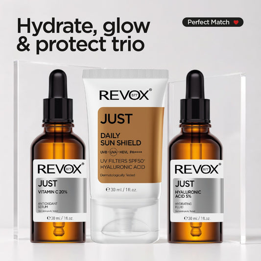 Vitamin C 20% + Daily Sun Shield + Hyaluronic Acid 5%
